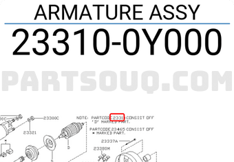 Nissan 233100Y000 ARMATURE ASSY