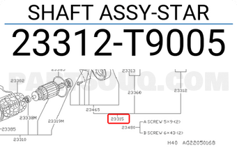 Nissan 23312T9005 SHAFT ASSY-STAR