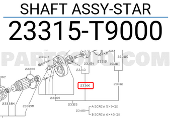 Nissan 23315T9000 SHAFT ASSY-STAR