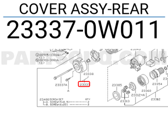 Nissan 233370W011 COVER ASSY-REAR