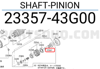Nissan 2335743G00 SHAFT-PINION