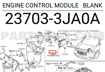 Nissan 237033JA0A ENGINE CONTROL MODULE BLANK