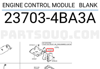 Nissan 237034BA3A ENGINE CONTROL MODULE BLANK