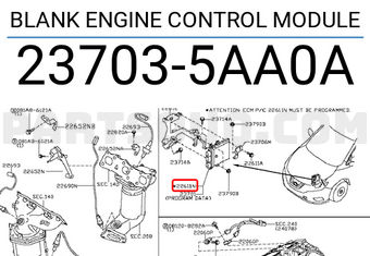 Nissan 237035AA0A BLANK ENGINE CONTROL MODULE