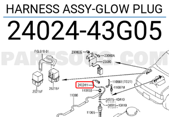Nissan 2402443G05 HARNESS ASSY-GLOW PLUG