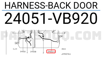 Nissan 24051VB920 HARNESS-BACK DOOR