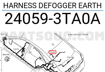 Nissan 240593TA0A HARNESS DEFOGGER EARTH