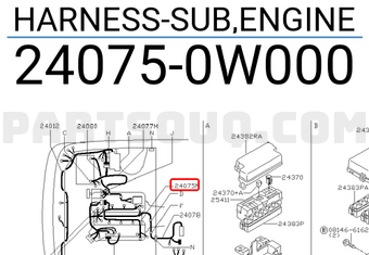 Nissan 240750W000 HARNESS-SUB,ENGINE