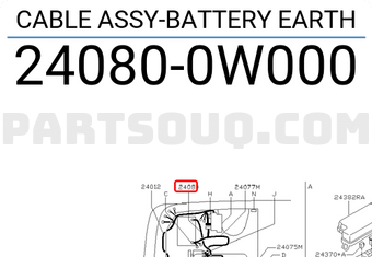 Nissan 240800W000 CABLE ASSY-BATTERY EARTH