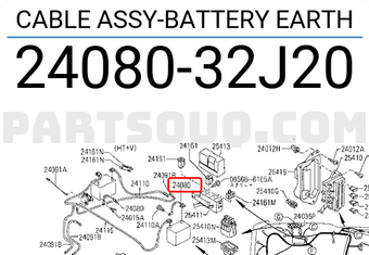 Nissan 2408032J20 CABLE ASSY-BATTERY EARTH