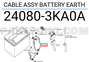 Nissan 240803KA0A CABLE ASSY BATTERY EARTH