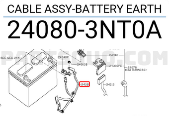 Nissan 240803NT0A CABLE ASSY-BATTERY EARTH