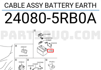 Nissan 240805RB0A CABLE ASSY BATTERY EARTH