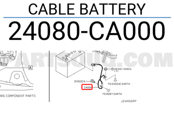 Nissan 24080CA000 CABLE BATTERY