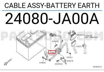 Nissan 24080JA00A CABLE ASSY-BATTERY EARTH