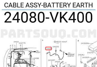 Nissan 24080VK400 CABLE ASSY-BATTERY EARTH