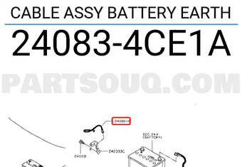 Nissan 240834CE1A CABLE ASSY BATTERY EARTH