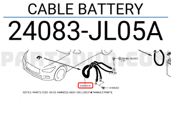 Nissan 24083JL05A CABLE BATTERY