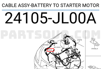 Nissan 24105JL00A CABLE ASSY-BATTERY TO STARTER MOTOR
