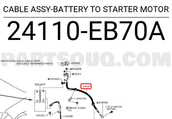 Nissan 24110EB70A CABLE ASSY-BATTERY TO STARTER MOTOR