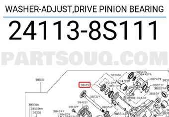 Nissan 241138S111 WASHER-ADJUST,DRIVE PINION BEARING