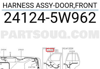 Nissan 241245W962 HARNESS ASSY-DOOR,FRONT
