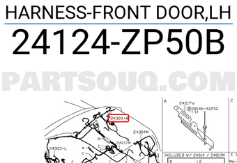 Nissan 24124ZP50B HARNESS-FRONT DOOR,LH