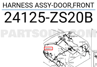 Nissan 24125ZS20B HARNESS ASSY-DOOR,FRONT