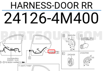 Nissan 241264M400 HARNESS-DOOR RR