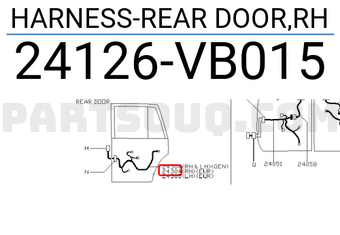 Nissan 24126VB015 HARNESS-REAR DOOR,RH
