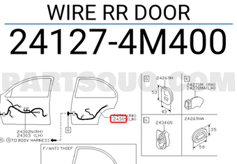Nissan 241274M400 WIRE RR DOOR