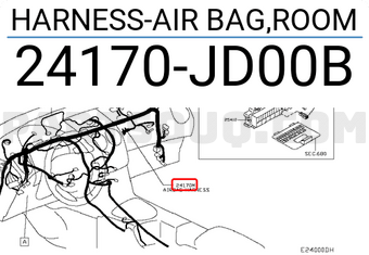 Nissan 24170JD00B HARNESS-AIR BAG,ROOM