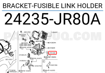 Nissan 24235JR80A BRACKET-FUSIBLE LINK HOLDER