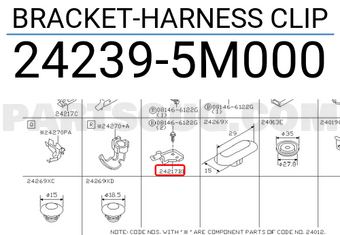 Nissan 242395M000 BRACKET-HARNESS CLIP