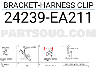 Nissan 24239EA211 BRACKET-HARNESS CLIP