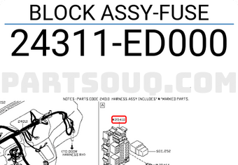 Nissan 24311ED000 BLOCK ASSY-FUSE