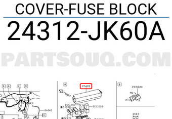 Nissan 24312JK60A COVER-FUSE BLOCK
