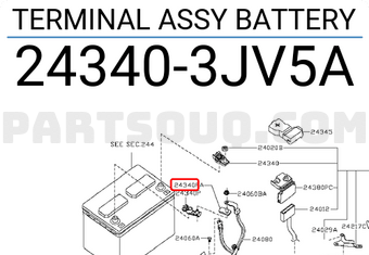 Nissan 243403JV5A TERMINAL ASSY BATTERY