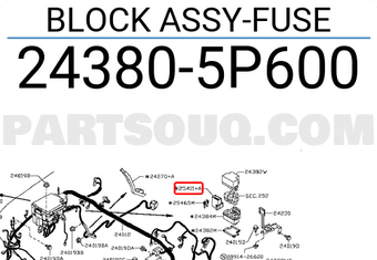 Nissan 243805P600 BLOCK ASSY-FUSE