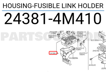Nissan 243814M410 HOUSING-FUSIBLE LINK HOLDER