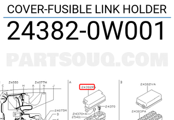 Nissan 243820W001 COVER-FUSIBLE LINK HOLDER