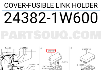 Nissan 243821W600 COVER-FUSIBLE LINK HOLDER