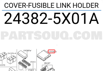 Nissan 243825X01A COVER-FUSIBLE LINK HOLDER
