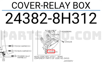 Nissan 243828H312 COVER-RELAY BOX