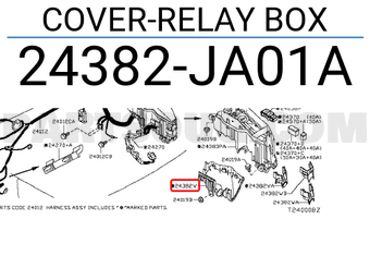 Nissan 24382JA01A COVER-RELAY BOX