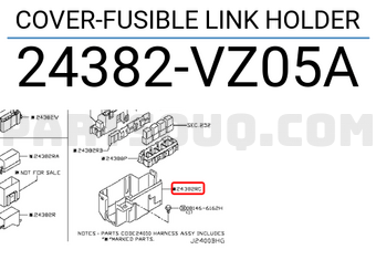 Nissan 24382VZ05A COVER-FUSIBLE LINK HOLDER