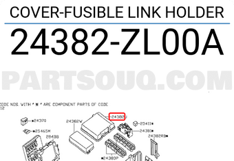 Nissan 24382ZL00A COVER-FUSIBLE LINK HOLDER