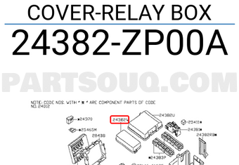 Nissan 24382ZP00A COVER-RELAY BOX