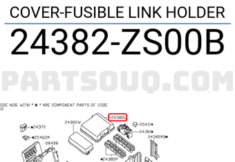 Nissan 24382ZS00B COVER-FUSIBLE LINK HOLDER