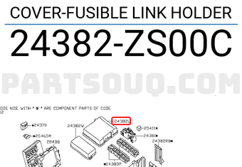 Nissan 24382ZS00C COVER-FUSIBLE LINK HOLDER